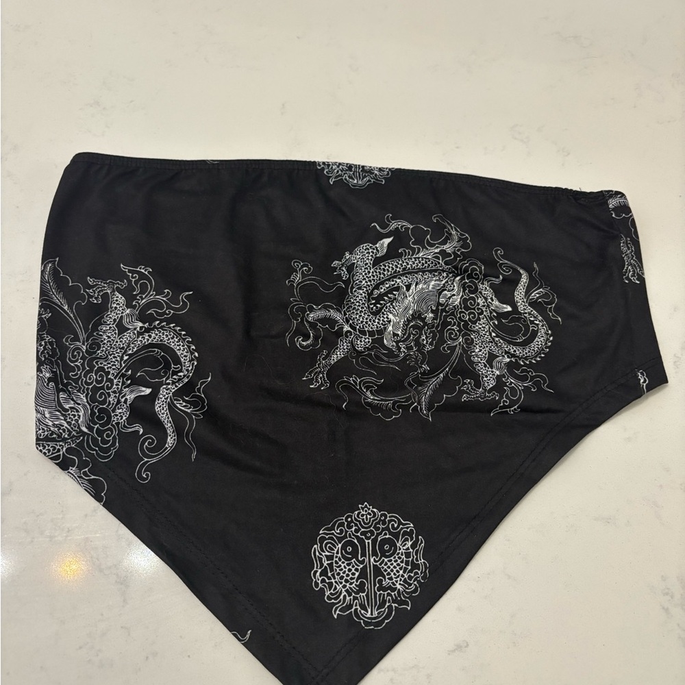 Black Bandana with White Dragon Design Tube Top